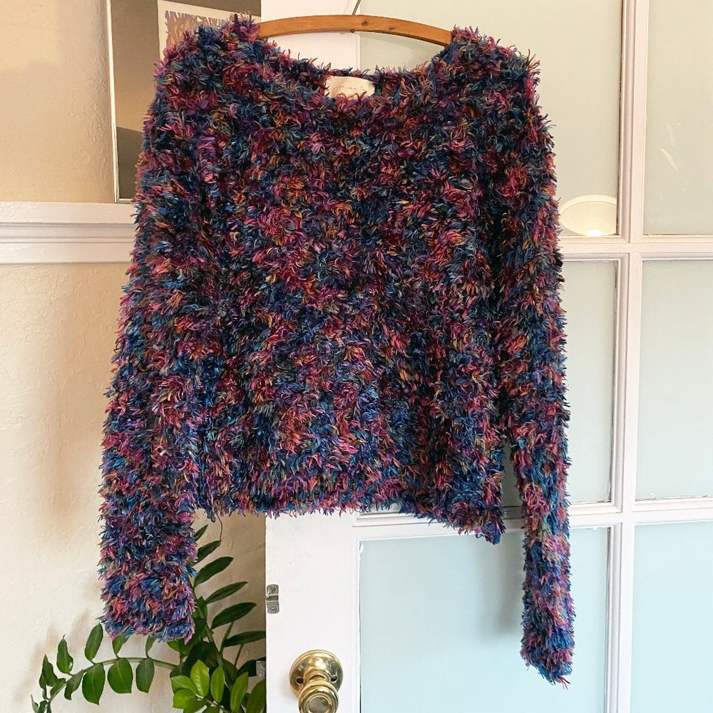 Wild fuzzy 80's jewel tone vintage sweater
